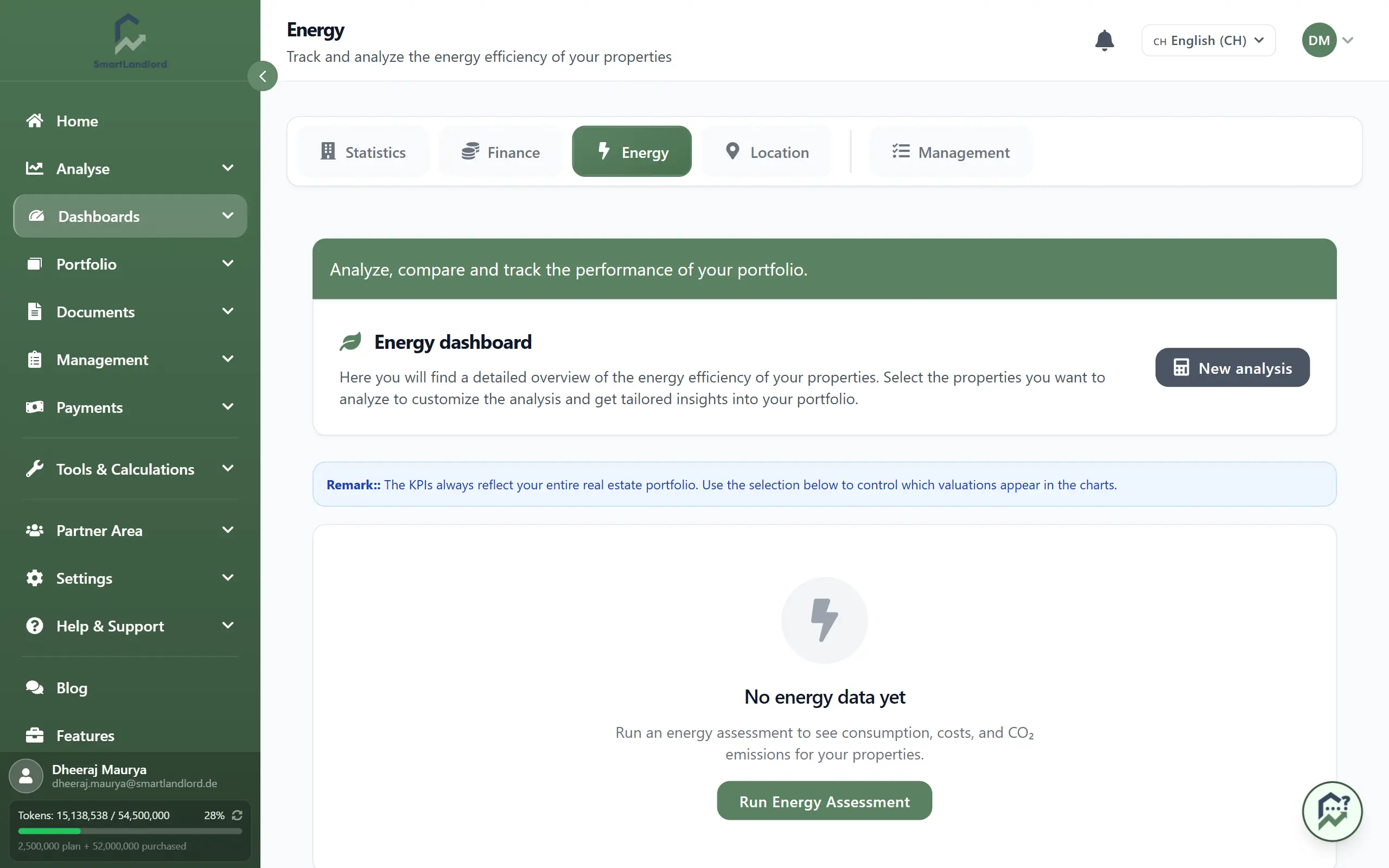 Energy dashboard overview