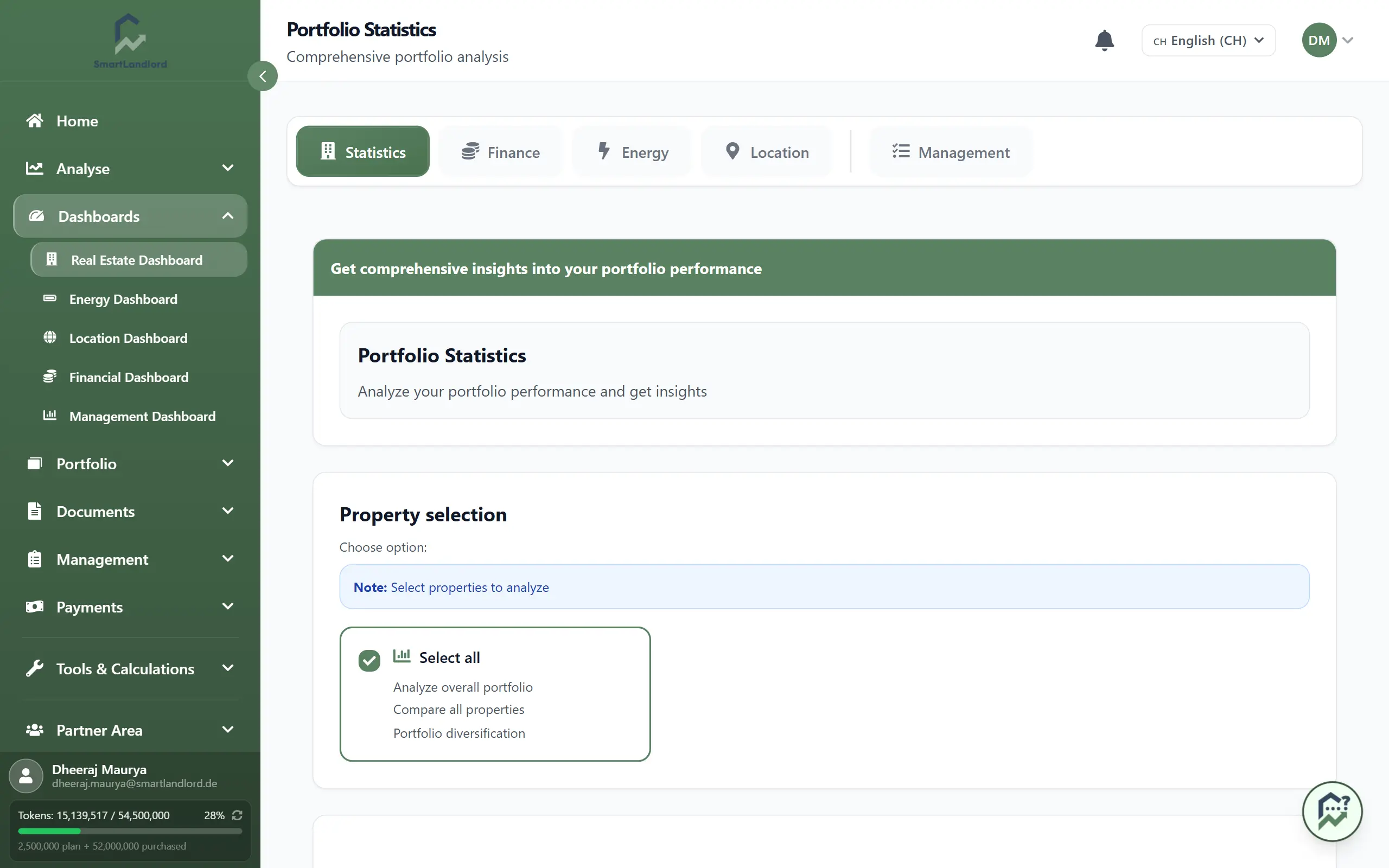 Portfolio statistics overview