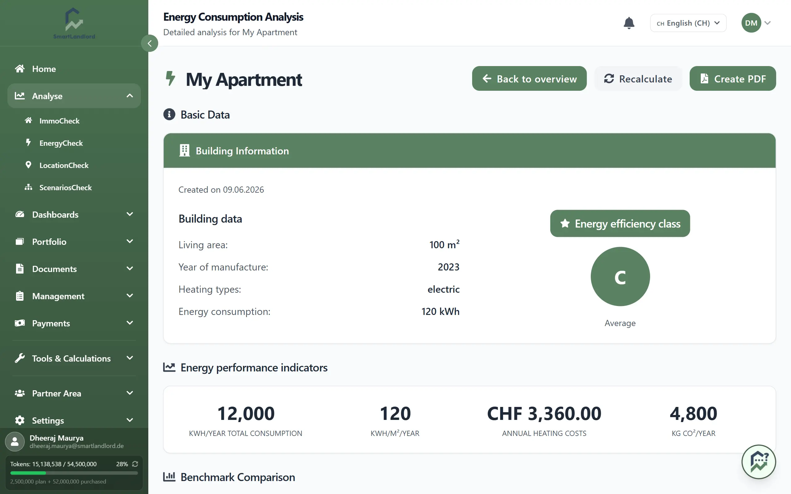 Energy check result