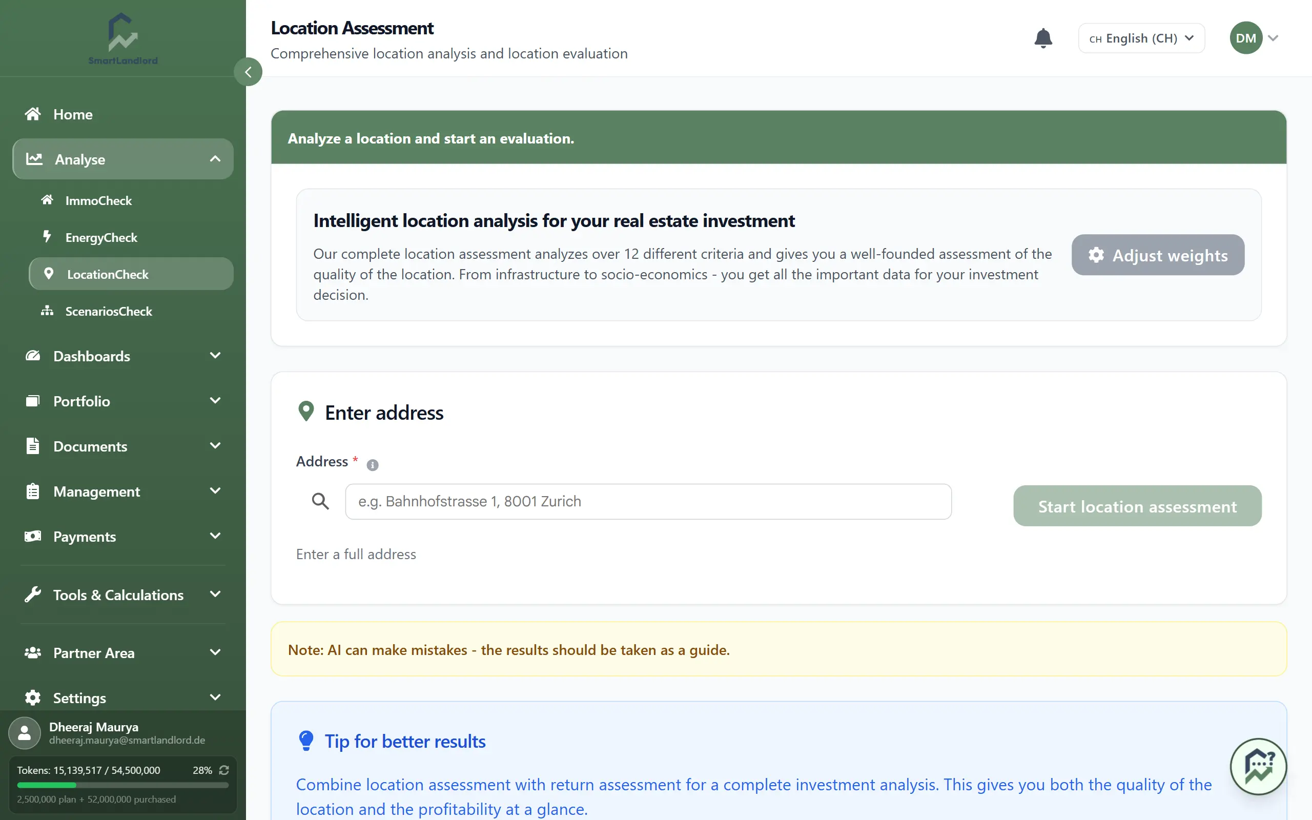 Location check form overview