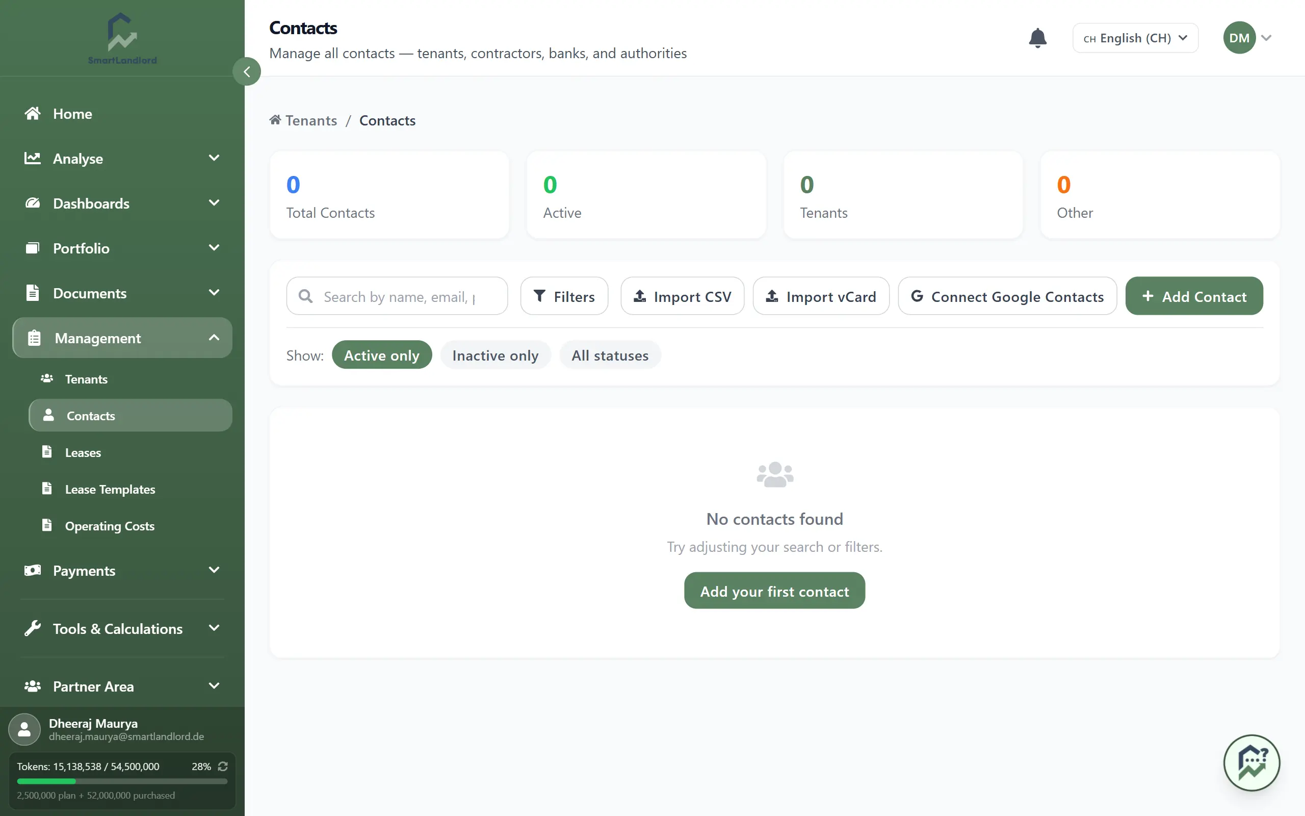 Contacts overview
