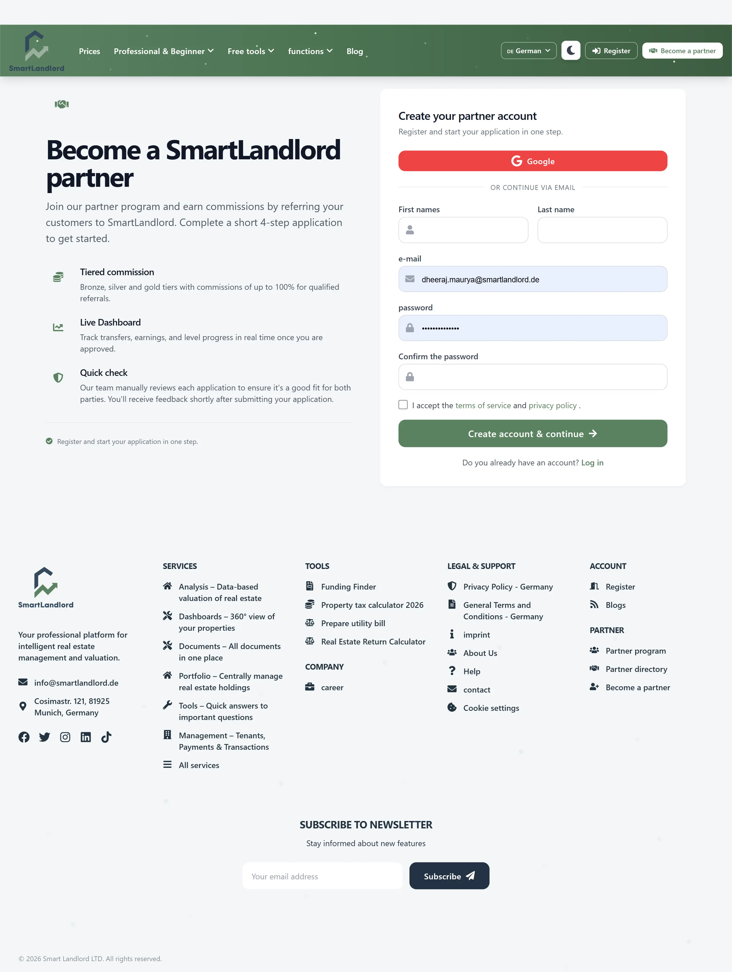 Partner onboarding application