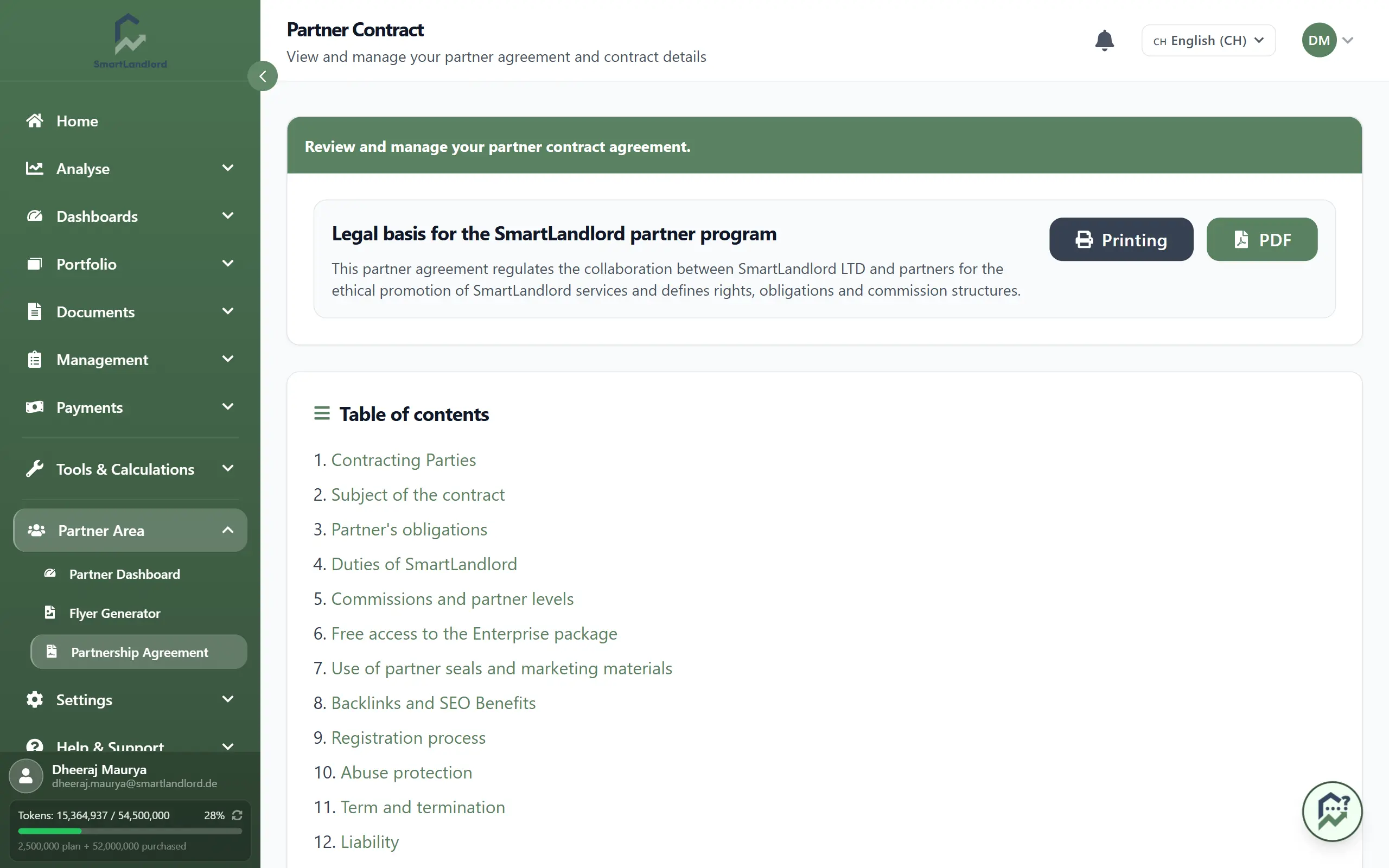 Partner agreement overview