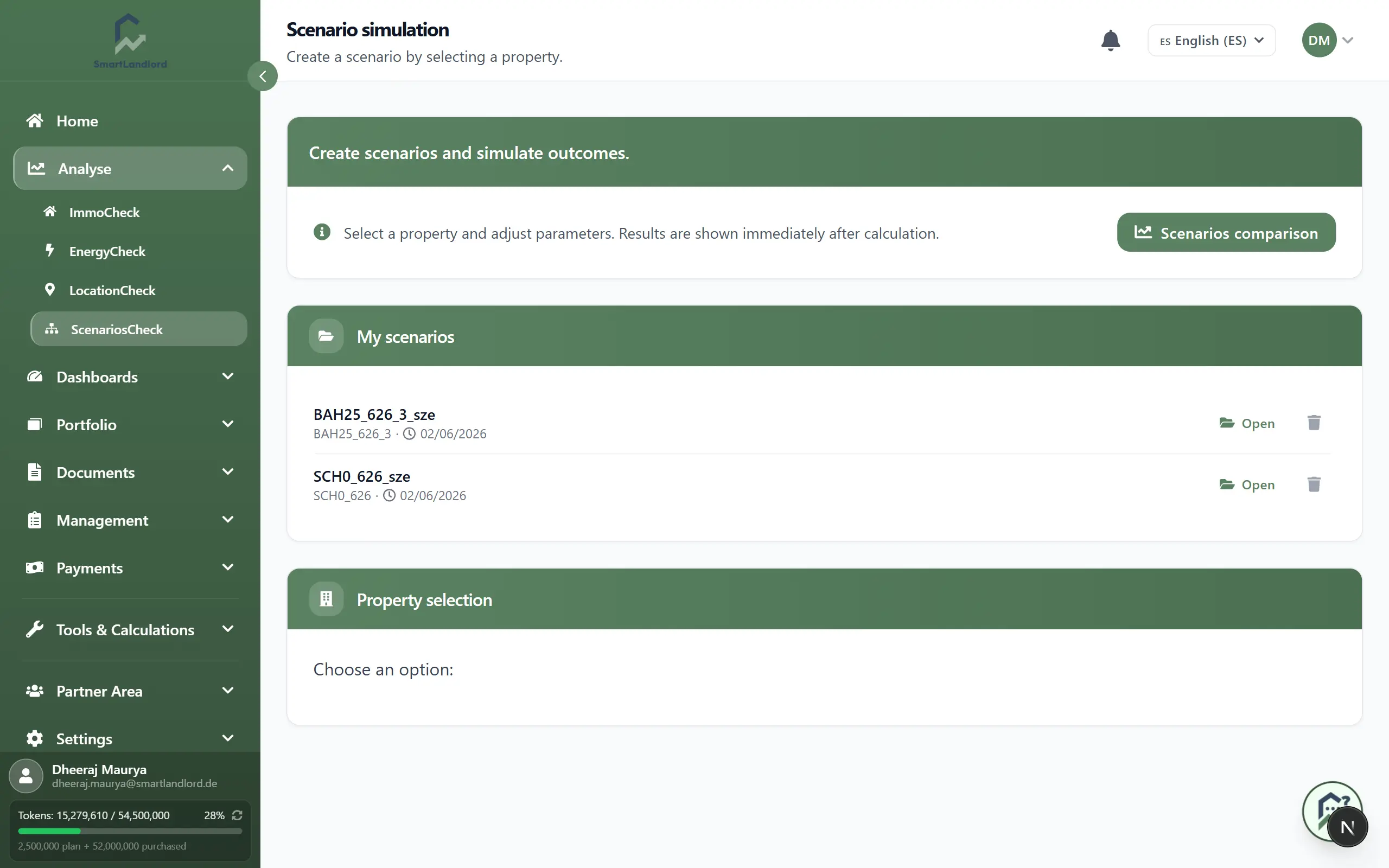 Scenario check form overview